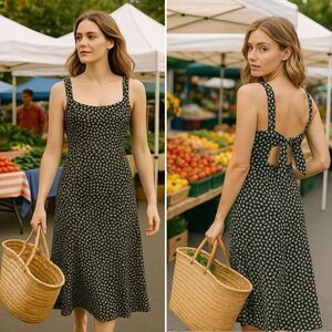 Free People Lorelai Ditsy Floral Midi Dress XS Cottagecore Tomato Girl Sweet